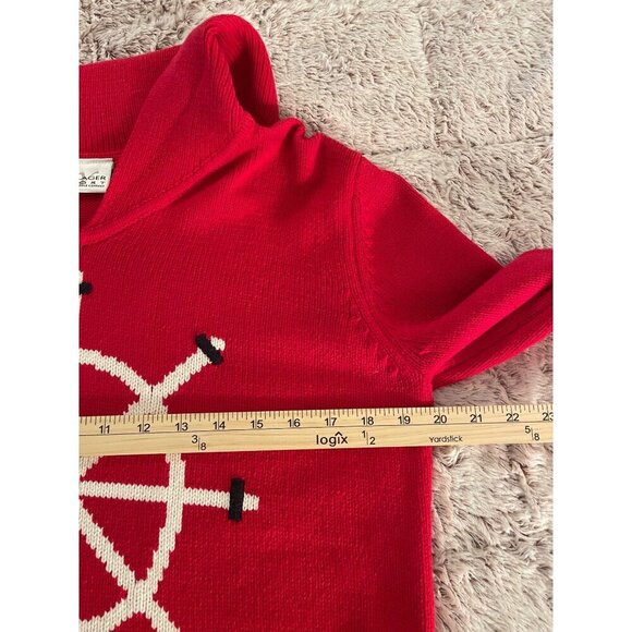 Red Villager Sport Nautical‎ Wheel Sweater Women's Sz M Cotton & Acrylic - Picture 10 of 16